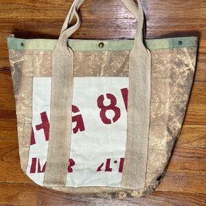 Canvas Tote Bag with Red Print